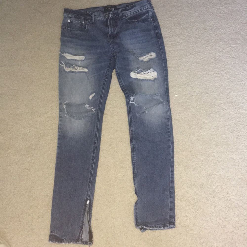 Pacsun mens skinny jeans distressed with zippers